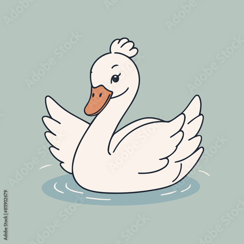 Vector illustration of a delightful Swan for early readers' enjoyment