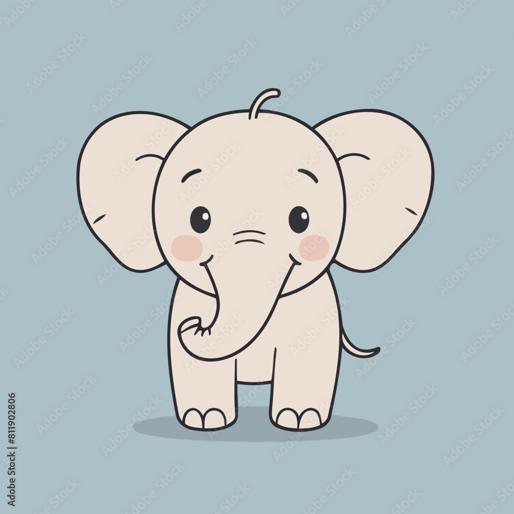 Naklejka premium Cute Elephant for toddlers' learning books vector illustration