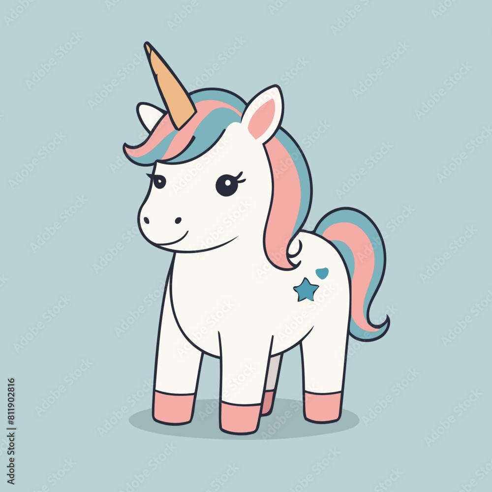 Vector illustration of a cute Unicorn for kids books