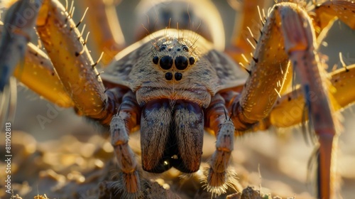 A close up of a wolf spider. photo