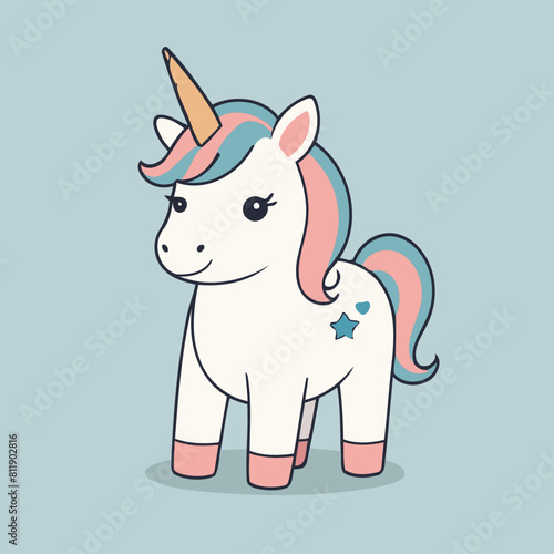 Vector illustration of a cute Unicorn for kids books