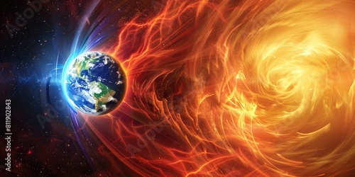 image of a magnetic storm on earth, the consequence of a strong solar flare