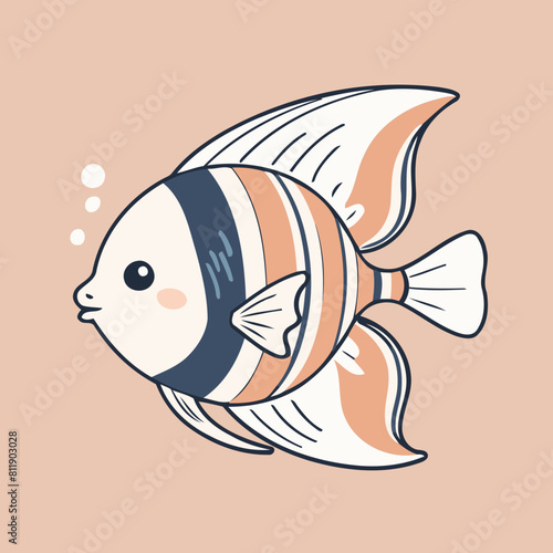 Cute vector illustration of a Angelfish for youngsters' picture books