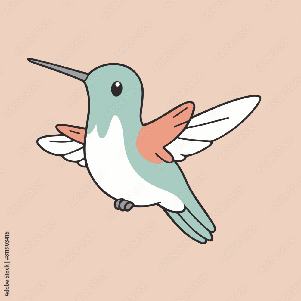 Obraz premium Cute vector illustration of a Hummingbird for toddlers' playful adventures