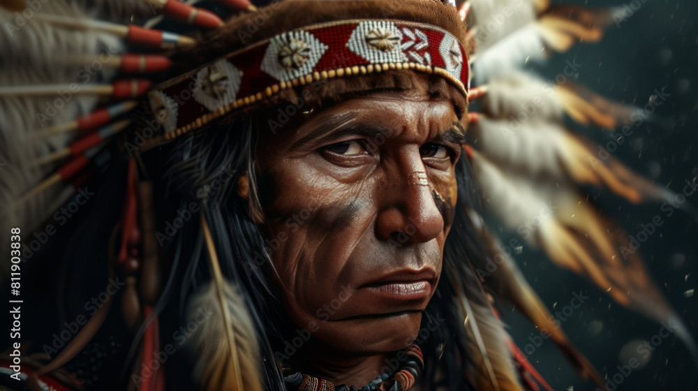 Portrait of an elder Indian with war paint Portrait of an elder Indian with war paint