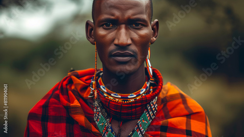Strong male Masai Warrior photo