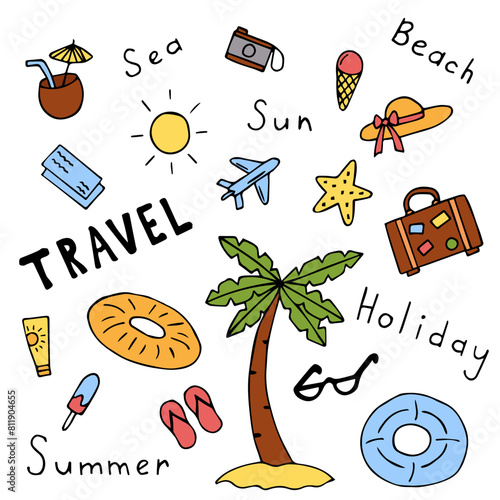 Set for travel, leisure. vector