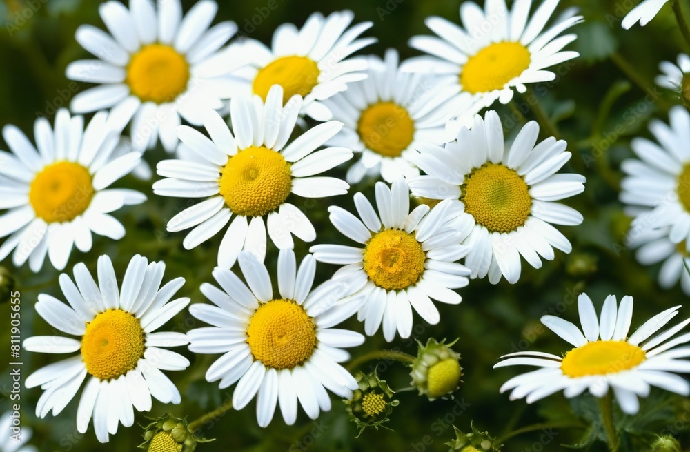 Medicinal chamomile close-up, top view Medicinal chamomile close-up, top view