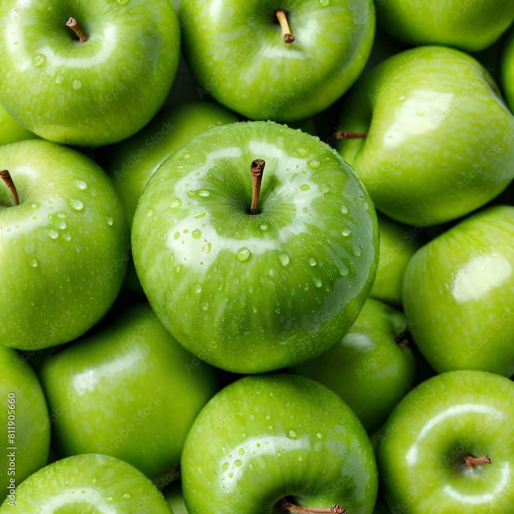 Green apples close-up, background Green apples close-up, background
