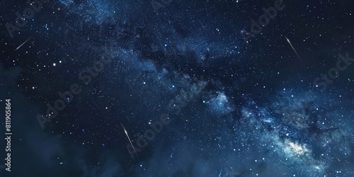 meteor shower in the starry night sky photo