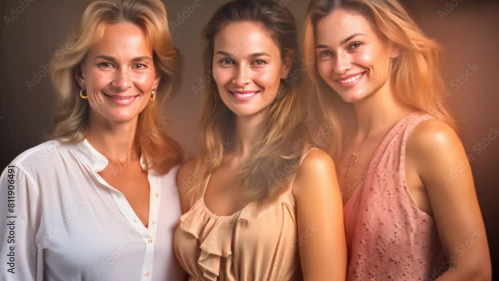 A family portrait with three generations of women. A family portrait with three generations of women.