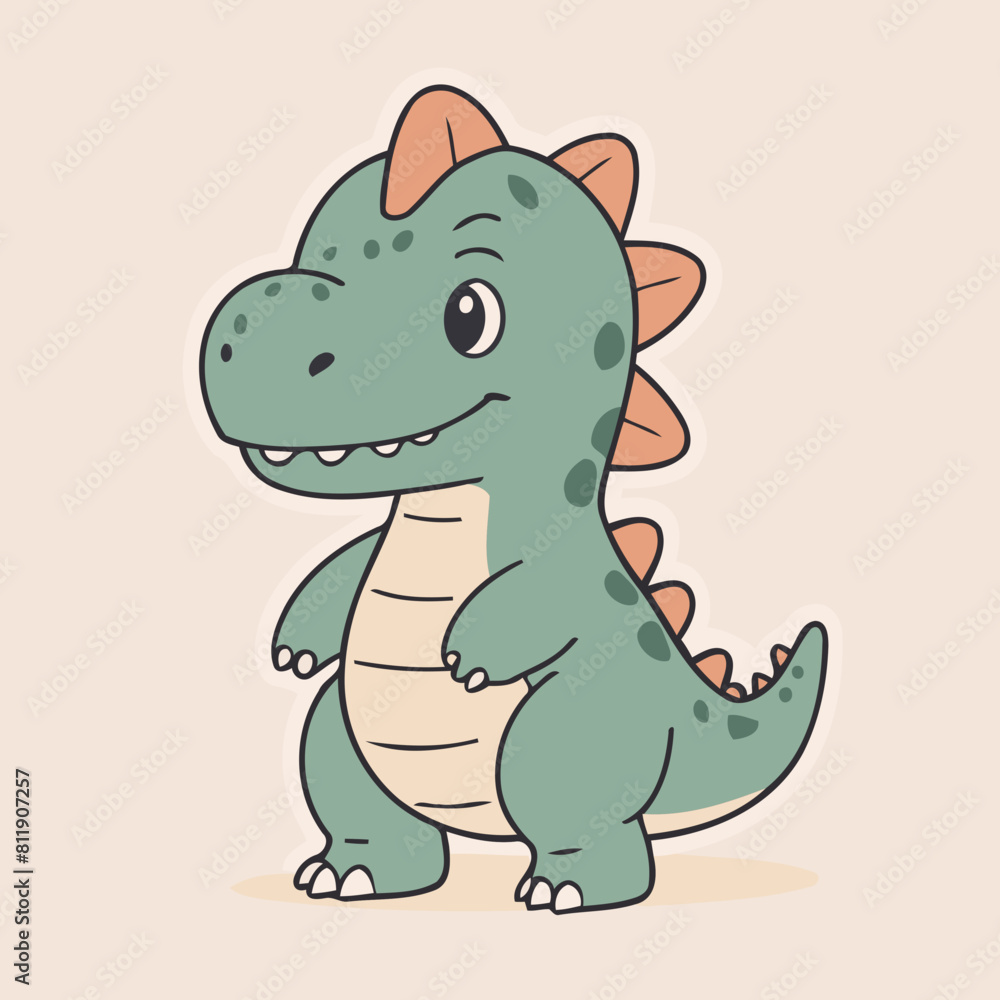 Obraz premium Cute Dino vector illustration for little ones' bedtime routines