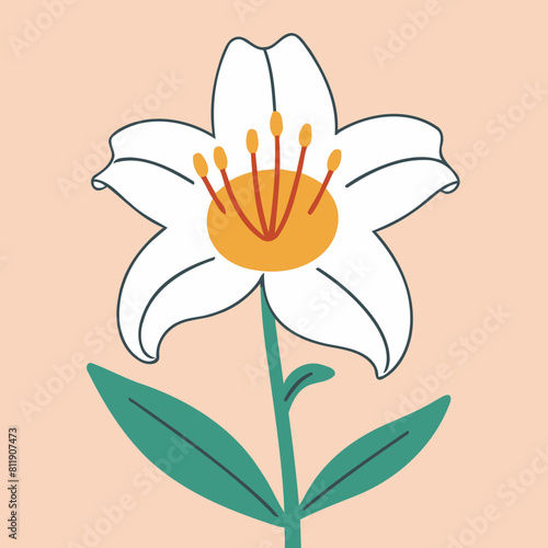 Cute vector illustration of a Lily for youngsters' picture books