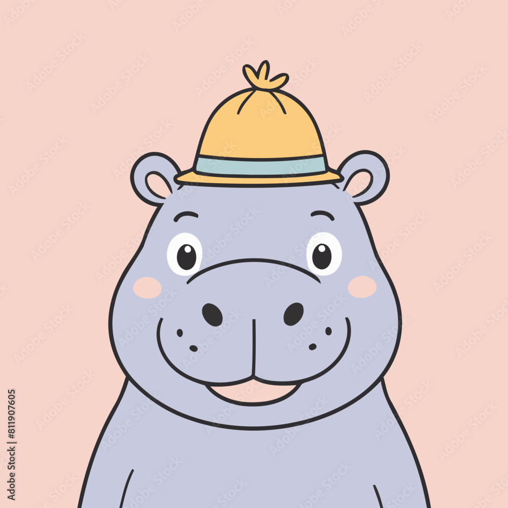 Naklejka premium Cute Hippo for toddlers vector illustration