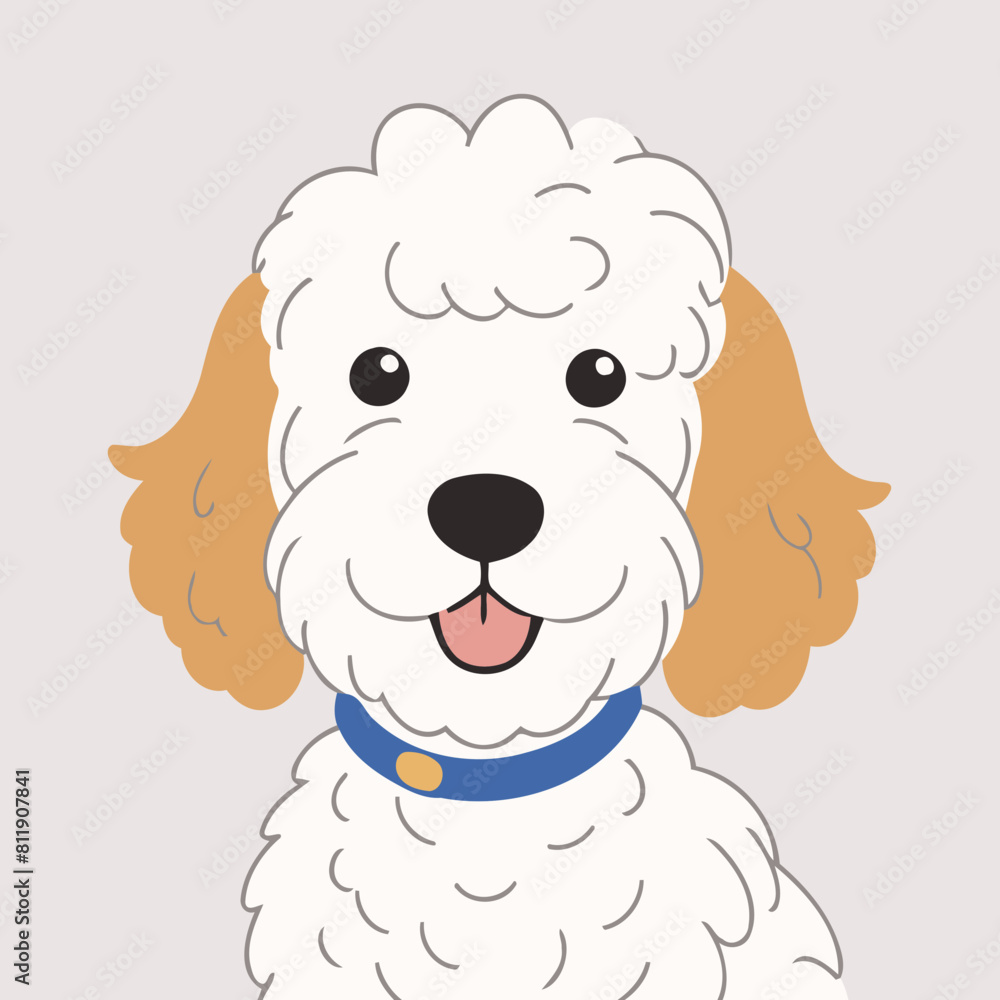 Vector illustration of a cute Goldendoodle for kids books Vector illustration of a cute Goldendoodle for kids books