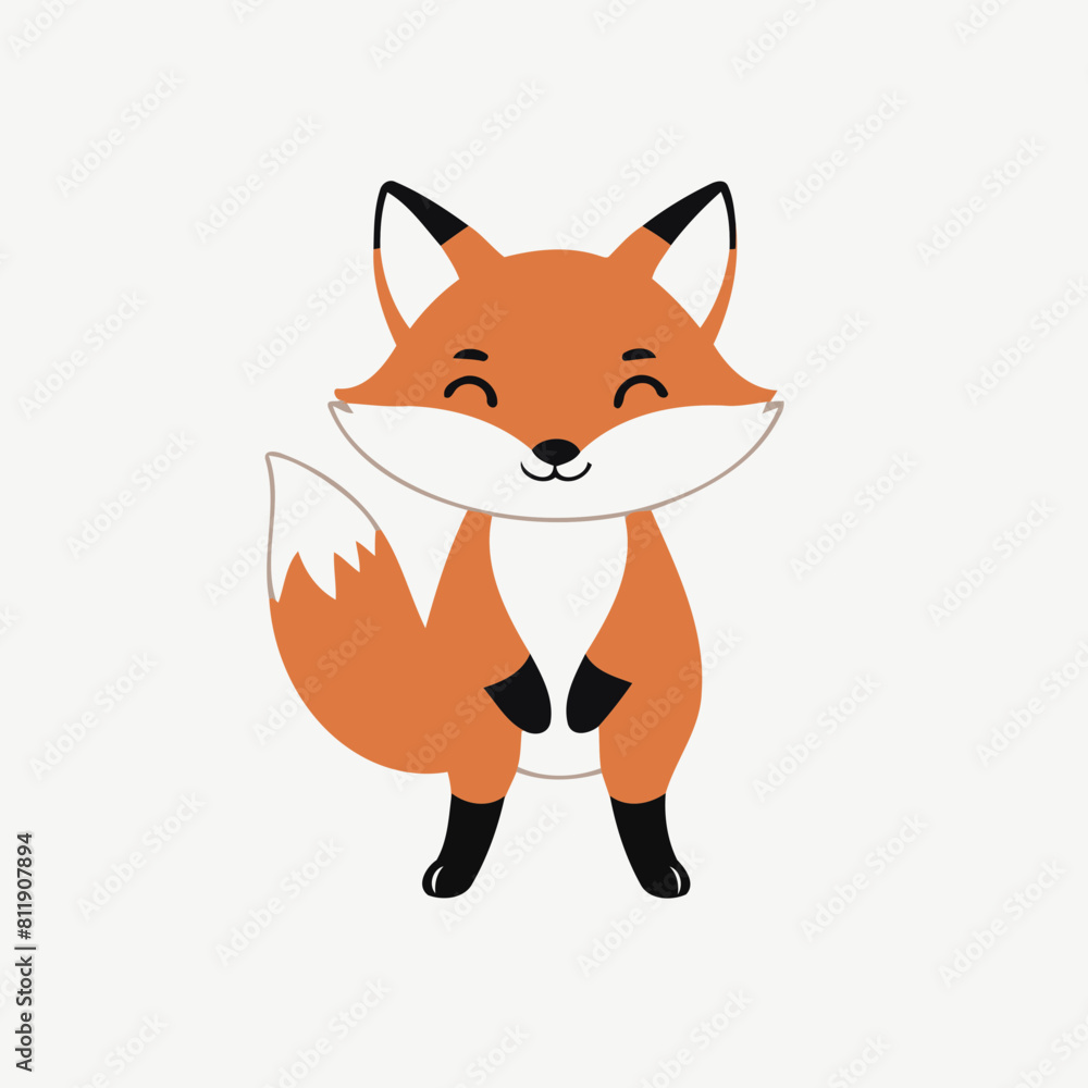 Obraz premium Vector illustration of a cute Fox for toddlers books