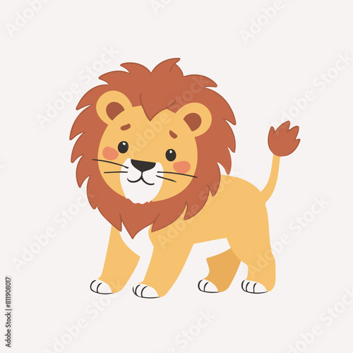 Cute vector illustration of a Lion for youngsters' imaginative stories