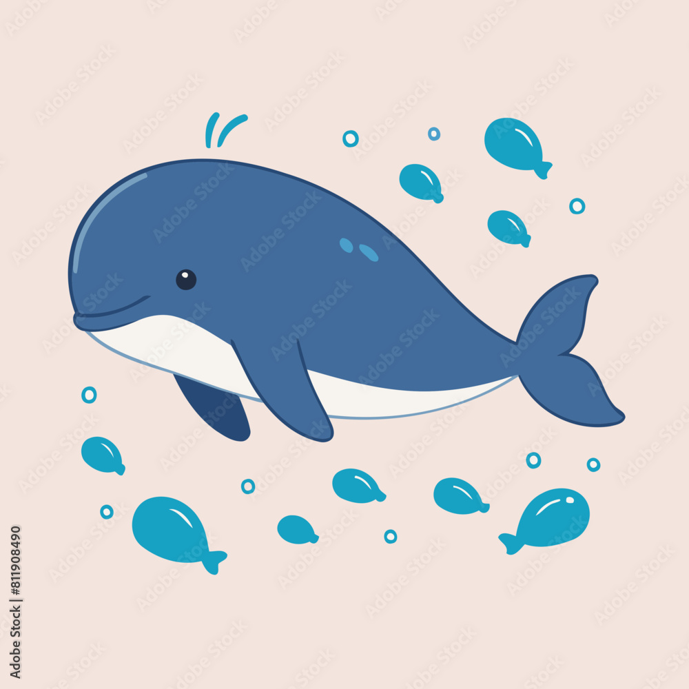 Cute Whale for toddlers vector illustration
