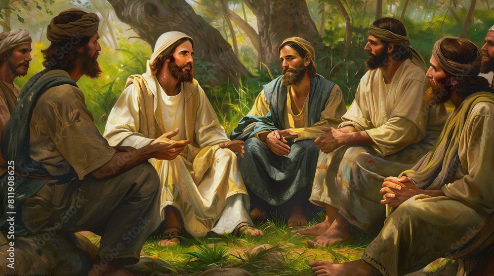 Fototapeta premium Jesus Speaking to a Group of People