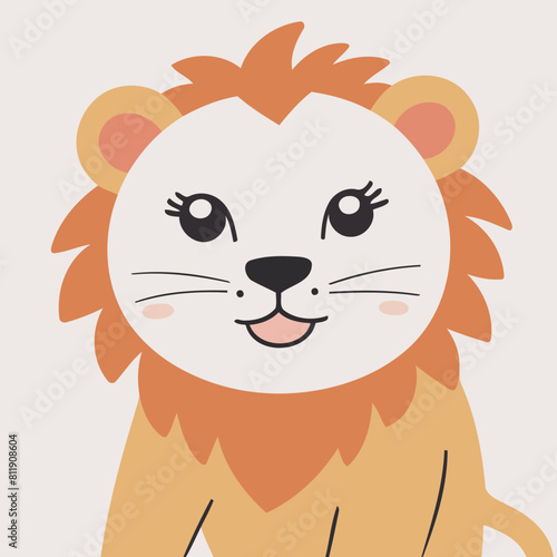 Cute vector illustration of a Lion for youngsters' picture books