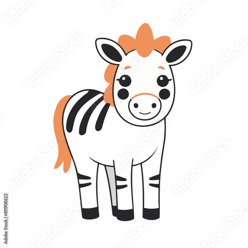 Cute vector illustration of a Zebra for youngsters' imaginative stories