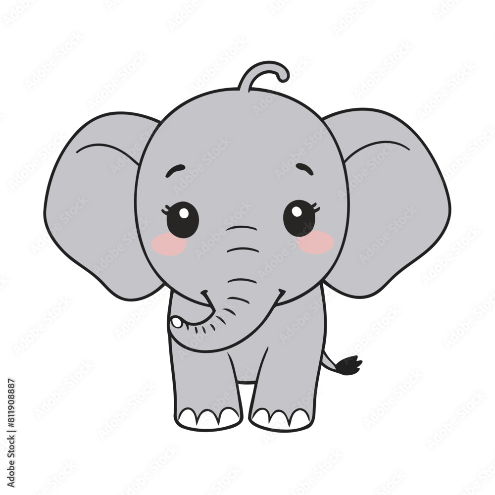 Vector illustration of a cute Elephant for children story book