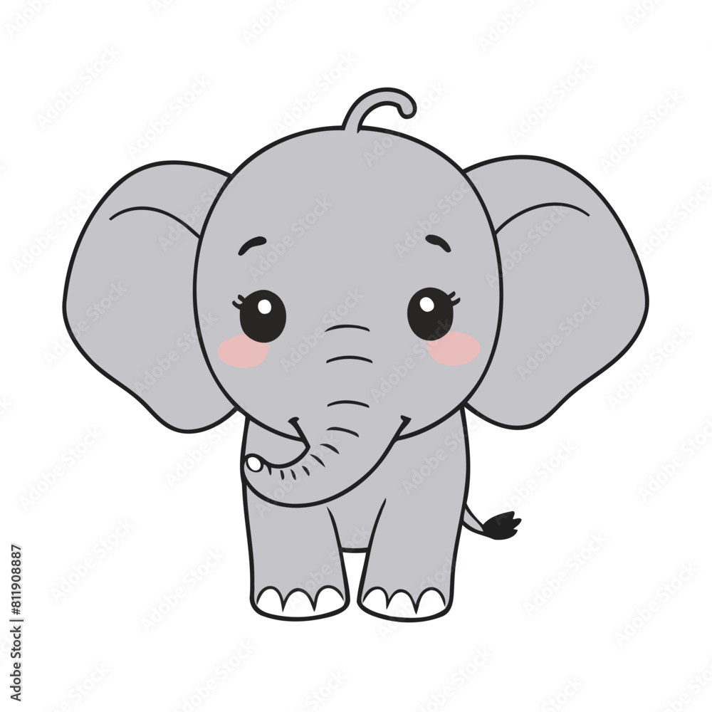 Naklejka premium Vector illustration of a cute Elephant for children story book