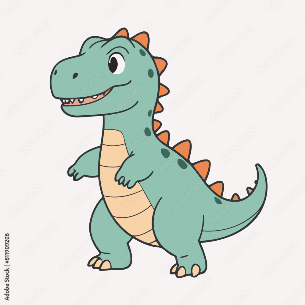 Fototapeta premium Vector illustration of a charming Dino for toddlers' learning adventures