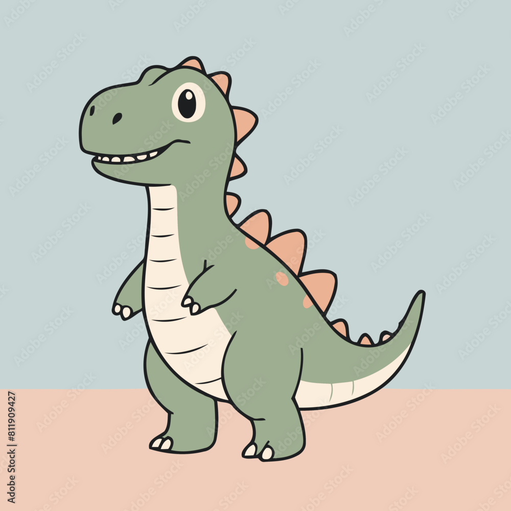 Vector illustration of a cute Dino for children story book