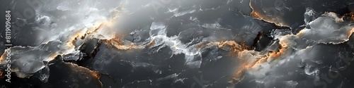 Dramatic Stormy Marble Texture - Moody Dark Abstract Grunge Background with Fiery Golden Lighting Effects photo