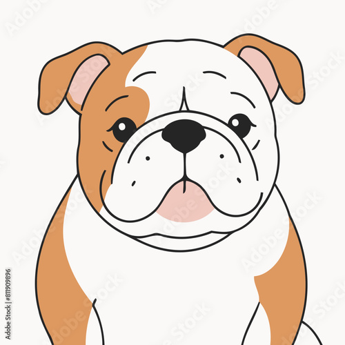 Cute Bulldog vector illustration for preschoolers  learning moments