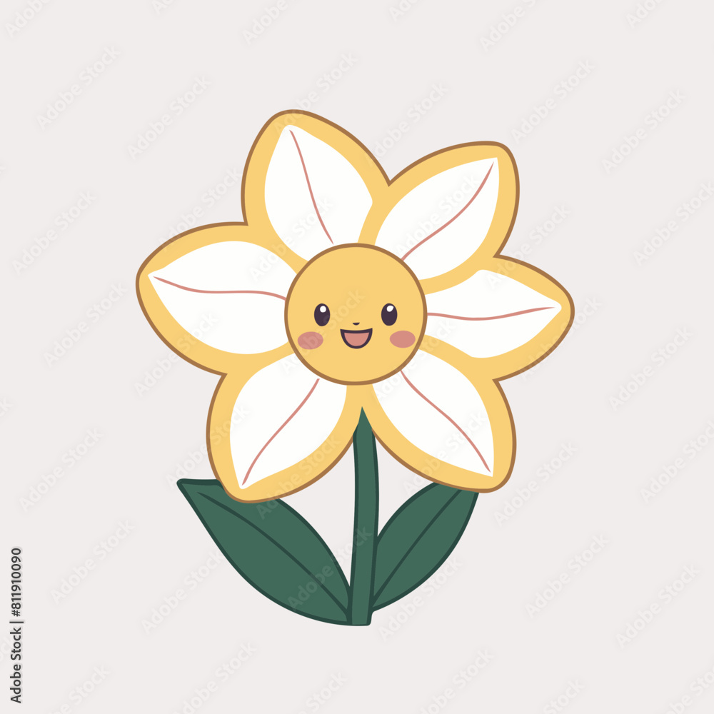 Cute vector illustration of a Daffodil for kids books Cute vector illustration of a Daffodil for kids books