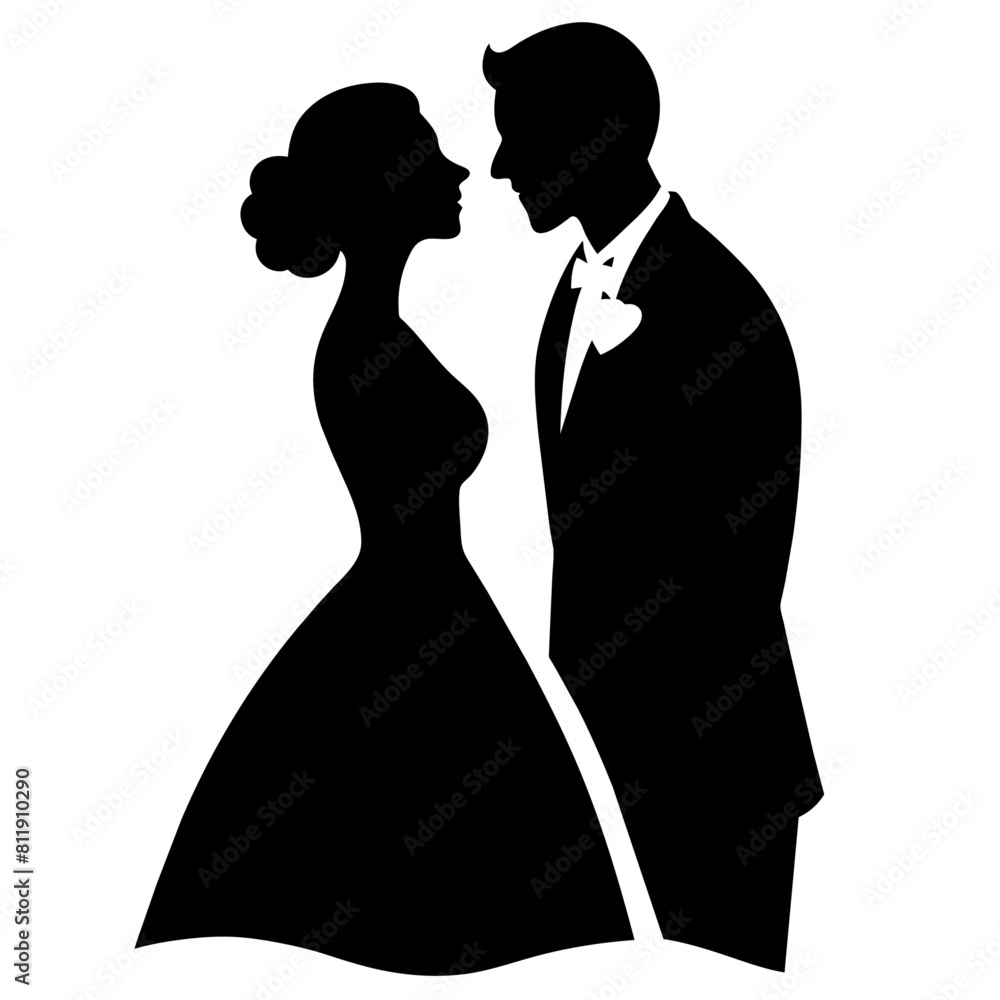 Romantic Bride and groom vector silhouette Romantic Bride and groom vector silhouette