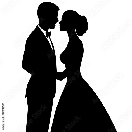 Wallpaper Mural Romantic Bride and groom vector silhouette Torontodigital.ca