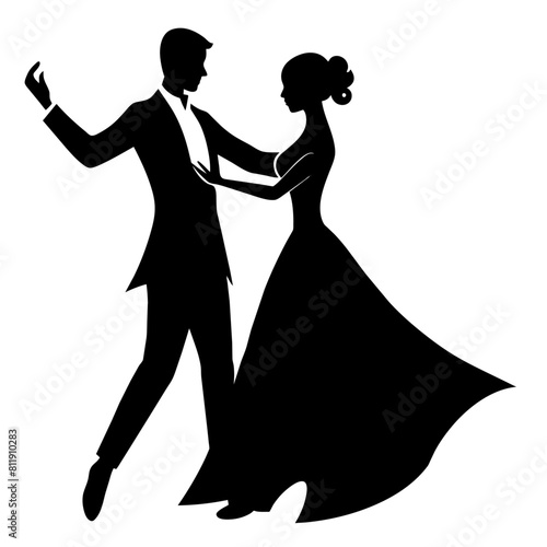 Romantic Bride and groom vector silhouette