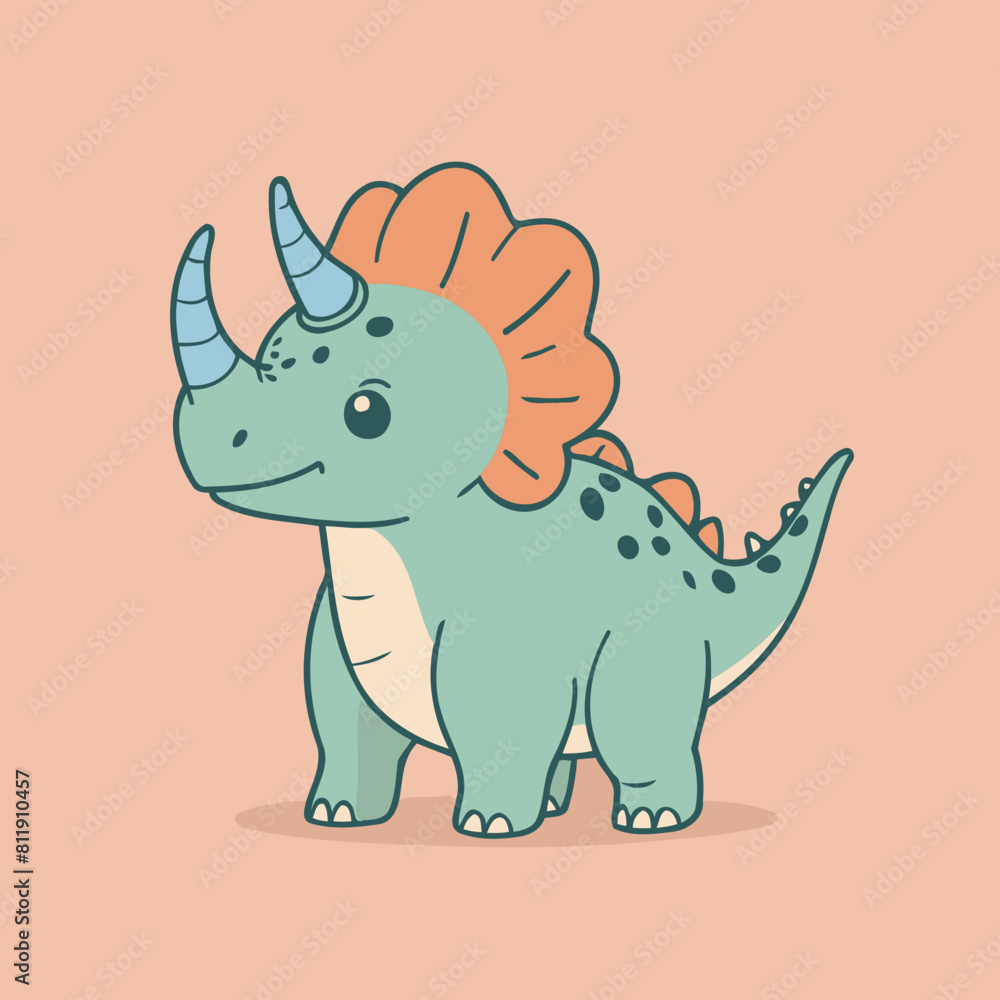Fototapeta premium Cute Triceratops for children's literature vector illustration