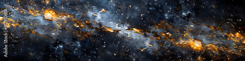 Dramatic Cosmic Marble Texture with Fiery Eruption and Swirling Smoke © prasong.
