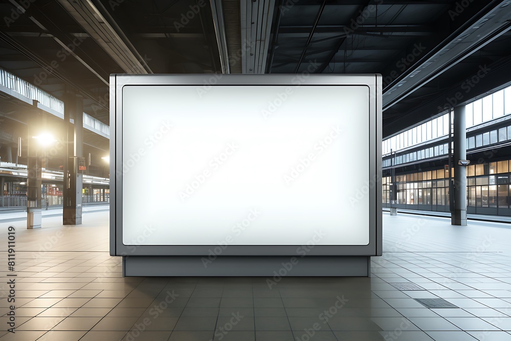 Blank billboard on the road with cityscape background. 3d rendering.