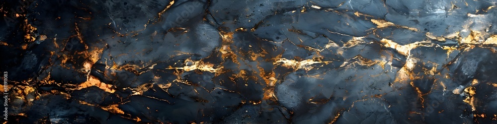 Fototapeta premium Captivating Black Marble Texture with Golden Veins and Patterns,Versatile Background for Luxury and Modern Design