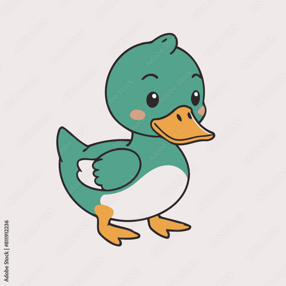 Vector illustration of a friendly Duck for little ones' joyful exploration Vector illustration of a friendly Duck for little ones' joyful exploration
