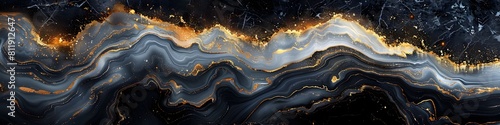 Dramatic and Mesmerizing Black Marble Texture with Flowing Gold Accents,A Sophisticated and Captivating Abstract Art Background for High-End Designs