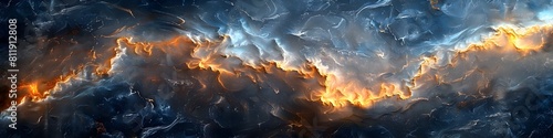 Dramatic Fiery Marble Texture - Apocalyptic Black Fractal Abstract Background