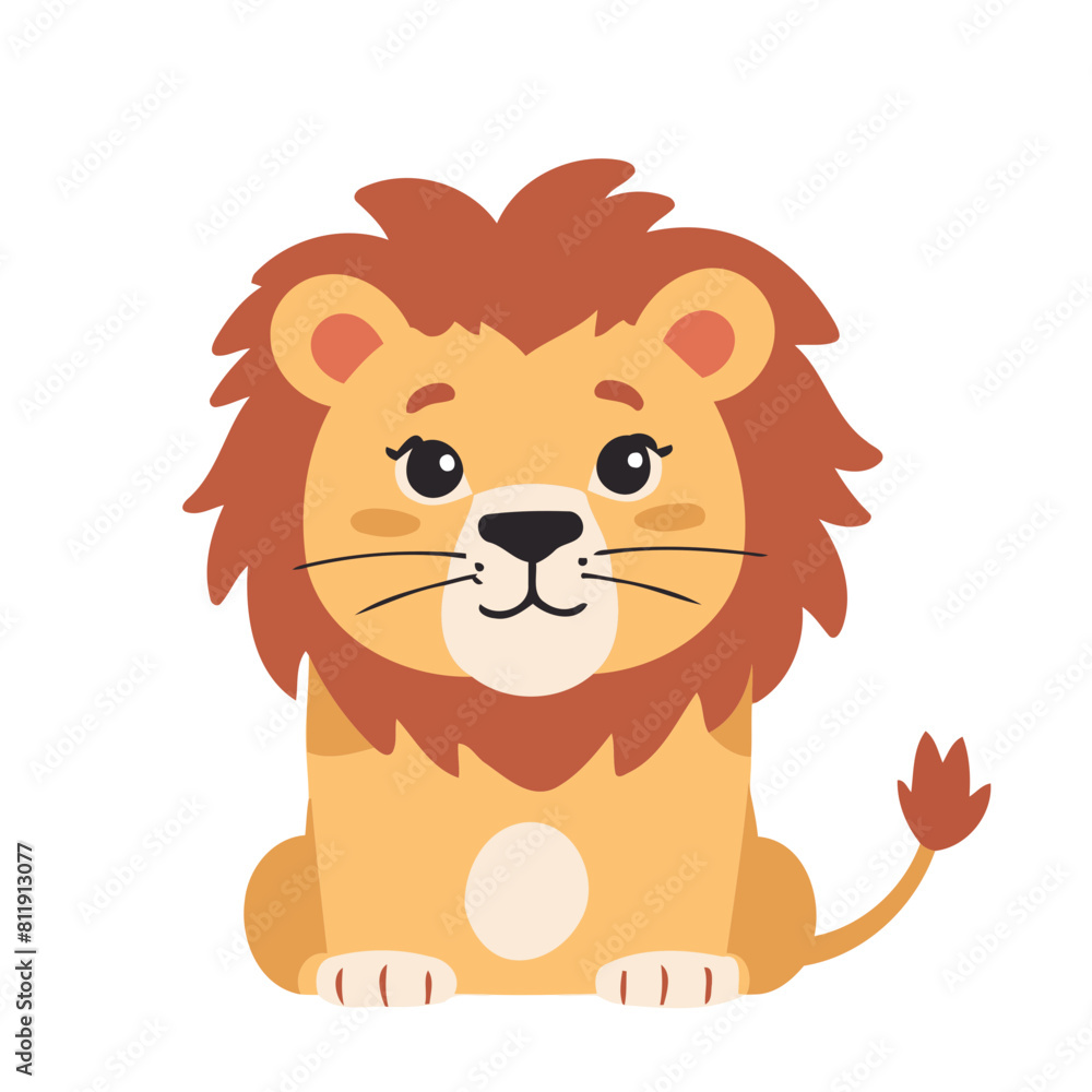 Fototapeta premium Vector illustration of a cute Lion for kids books