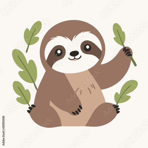 Vector illustration of a sweet Sloth for youngsters' imaginative journeys