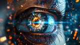 Eye of futuristic and Innovative Imagery AI and Automation use of artificial intelligence and automation in business processes, illustrating efficiency and productivity enhancements