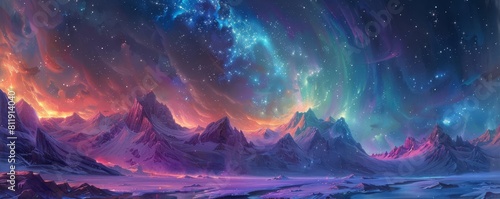 Describe a painting capturing the Arctic Northern Lights in vivid, mesmerizing detail