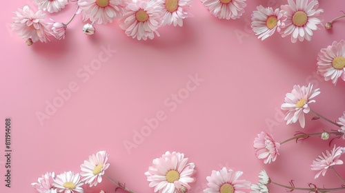 White daisies on pink background  cheerful floral pattern