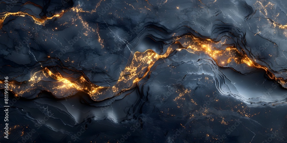 Fototapeta premium Mesmerizing Marble Backdrop:Ethereal Black and Gold Swirling Patterns Evoke Cosmic Elegance