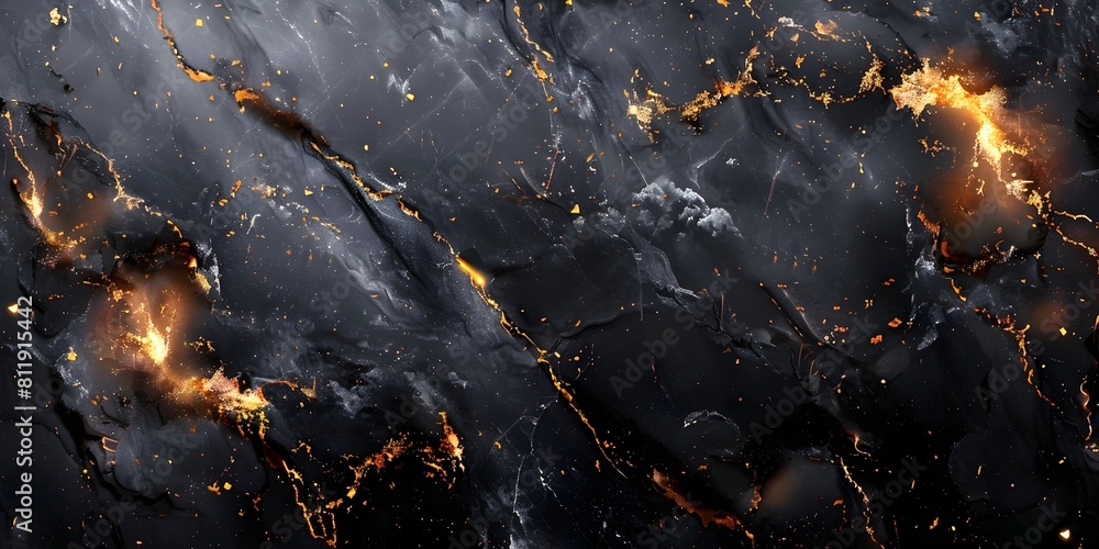 Dramatic Black Marble Textured Backdrop with Fiery Fractures and Golden Accents for Luxury Designs and Branding Dramatic Black Marble Textured Backdrop with Fiery Fractures and Golden Accents for Luxury Designs and Branding
