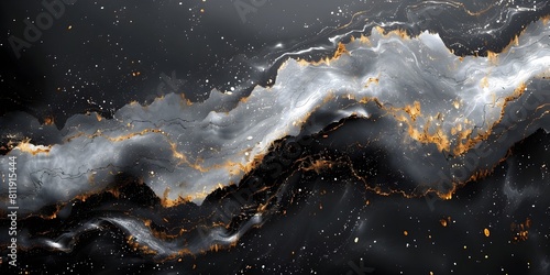 Ethereal Marble Landscape - Dramatic Cosmic Storm in Monochrome Dreamscape © prasong.